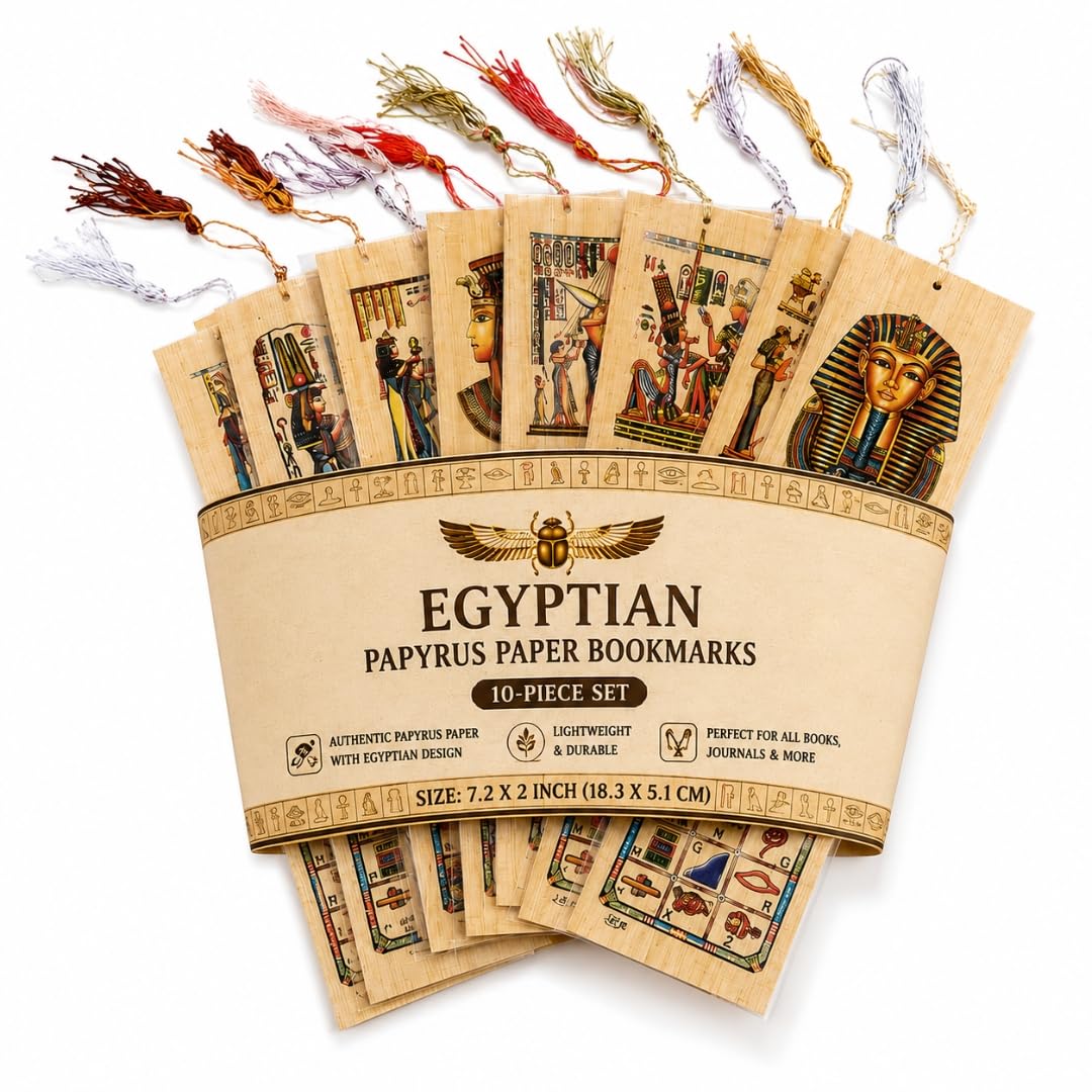CraftsOfEgypt Egyptian Papyrus Paper Set of 10 Bookmarks Book Marks History Educational Set.