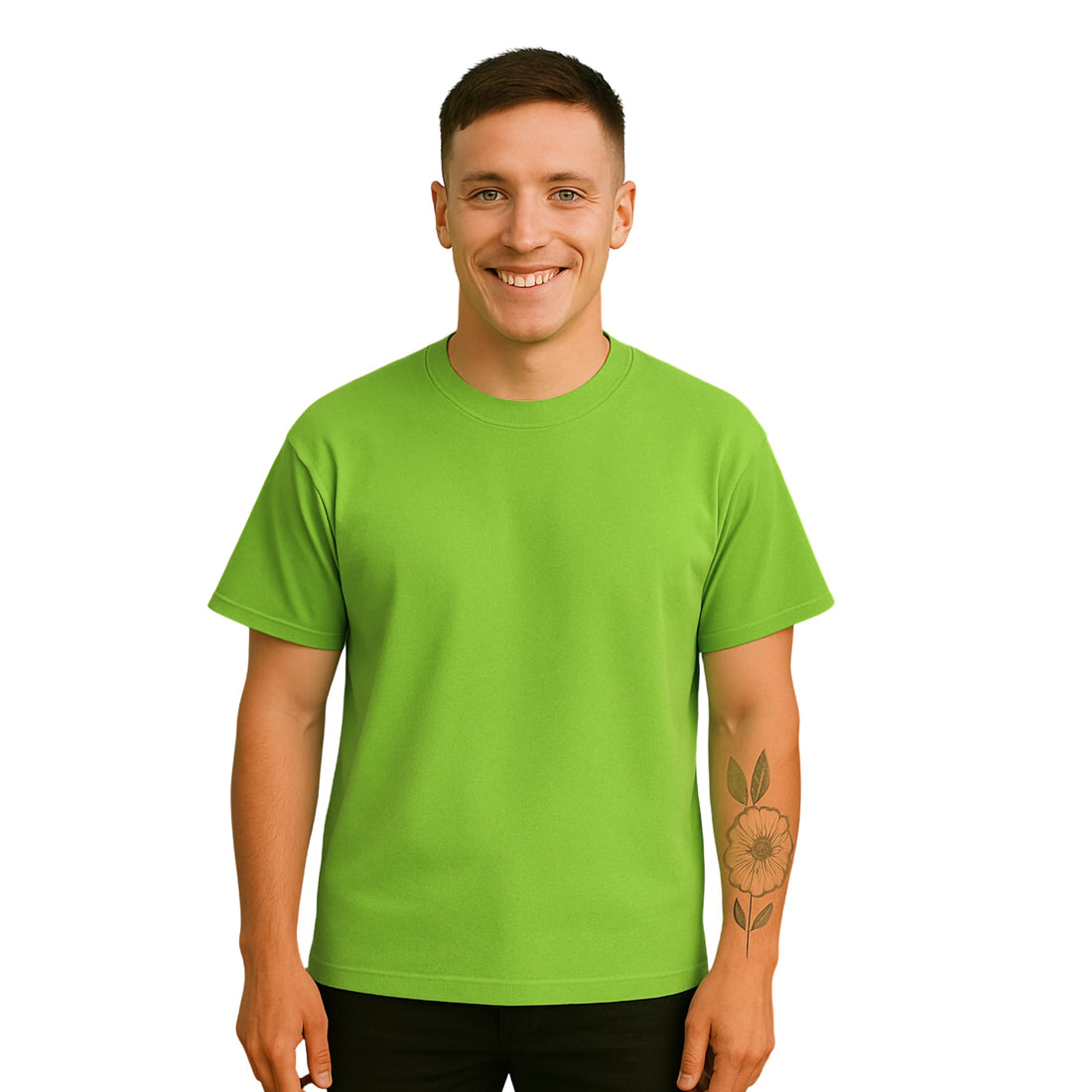 Men's Oversized Cotton T-Shirt, 100% Cotton, Comfortable Fit (Apple, M)