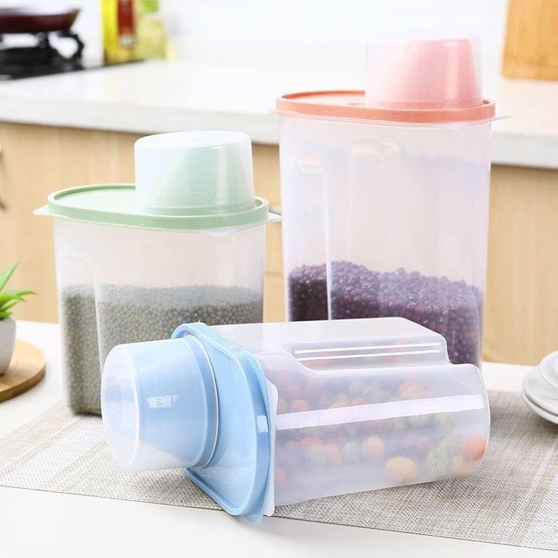 "Healthy Plastic Storage Box with Lid for Cereals and Nuts (1.9L)"