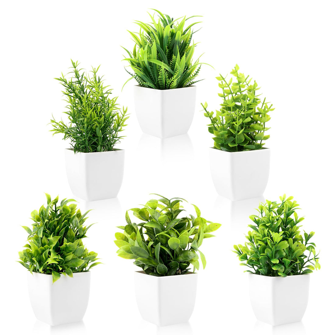 VFANDV Pack of 6 Artificial Plants, Mini Artificial Plants with Pot Plants Bonsai Artificial Plant Plastic Fake Artificial Plants Plastic for Home Decoration Office Bathroom