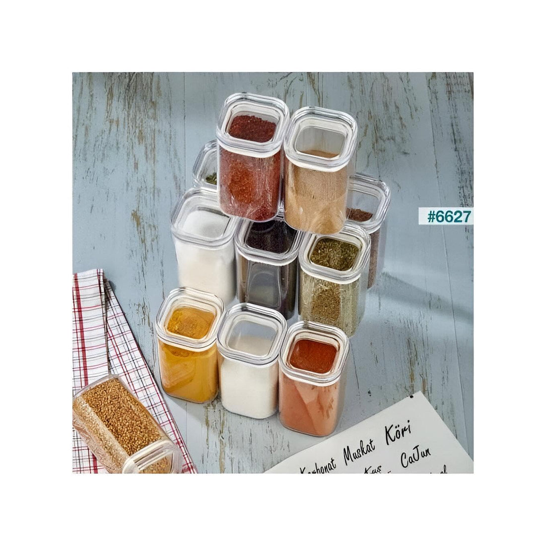 Clear Spice Jars Set - Elevate your cooking experience with our stylish set of 12 acrylic spice jars, featuring transparent label design and large capacity of 250ml for easy identification