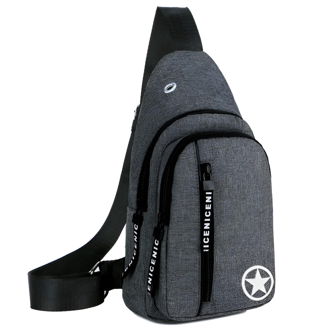Small Crossbody Bag, Multifunctional Small Chest Shoulder Backpack Travel Bag, Thick Canvas Multi-Pocket Waterproof Travel Bag for Men Women Boys with Earphone Hole