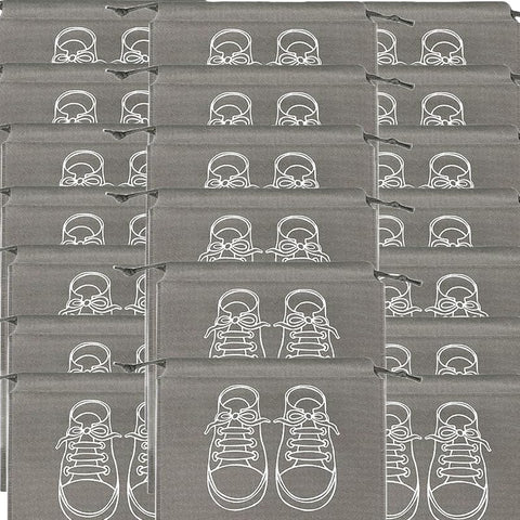 Circle M Large Shoe Storage Bags, Dustproof Drawstring Shoe Bags with Transparent Window, Waterproof Travel Organizer, Portable Shoe Pouches - Grey - 20 pieces