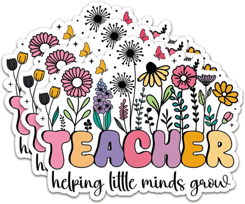 (3Pcs) Magy store Teacher Helping Little Minds Grow Sticker Teacher Stickers Decal Waterproof Vinyl Stickers Adult for Laptop Kindle Car Tumbler Water Bottle Mug Phone Notebook Helmet Size 3â€ x2.5â€