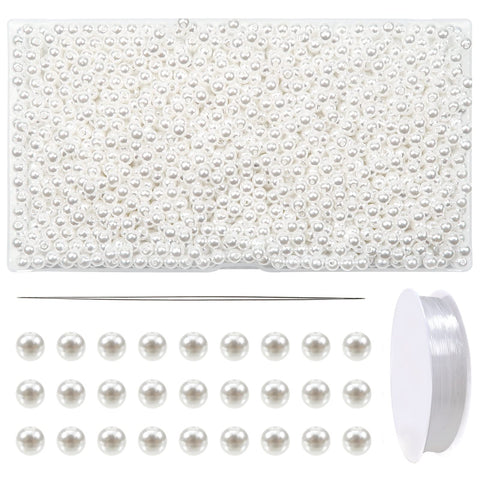TOAOB THE ONE AND ONLY BABY 1400pcs Pearl Beads 6mm White Pearls Craft Beads Loose Round Faux Pearl Beads with Holes for Home Decoration Necklaces Bracelets Earrings Jewelry Making
