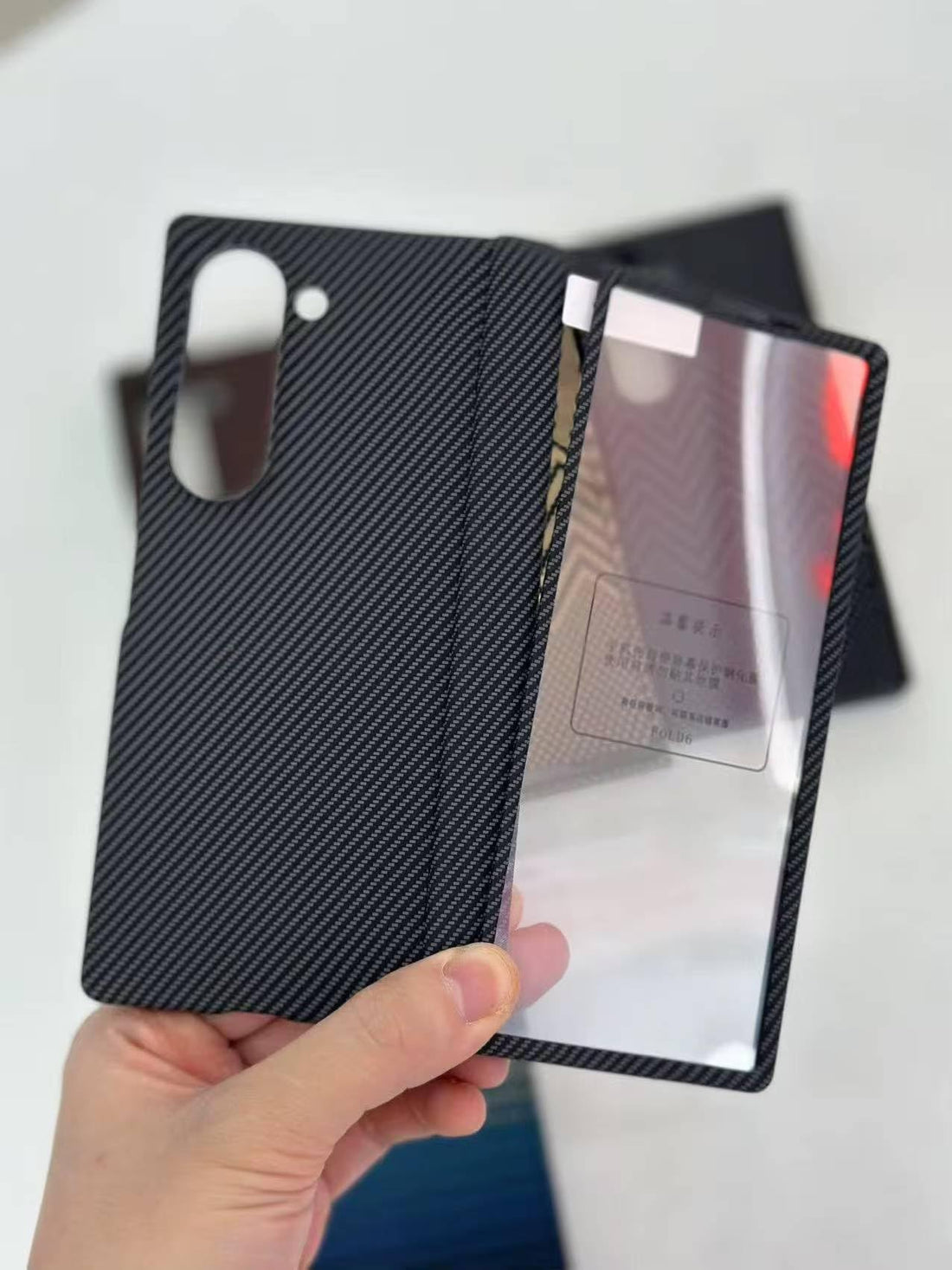 ECO For Samsung Galaxy Z Fold 6 Case With Screen Protector, Slim & Light Carbon Fiber Texture Aramid Fiber Made Protective Phone Case Cover for Samsung Z Fold 6 (Black)