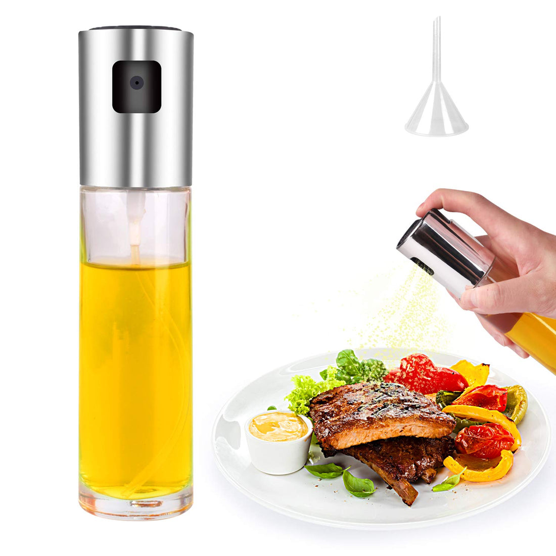 Kmeivol Olive Oil Sprayer Mister, 100ml Food-Grade Olive Oil Sprayer, Multi-purpose Oil Spray Bottle for Cooking, Roasting, BBQ, Baking