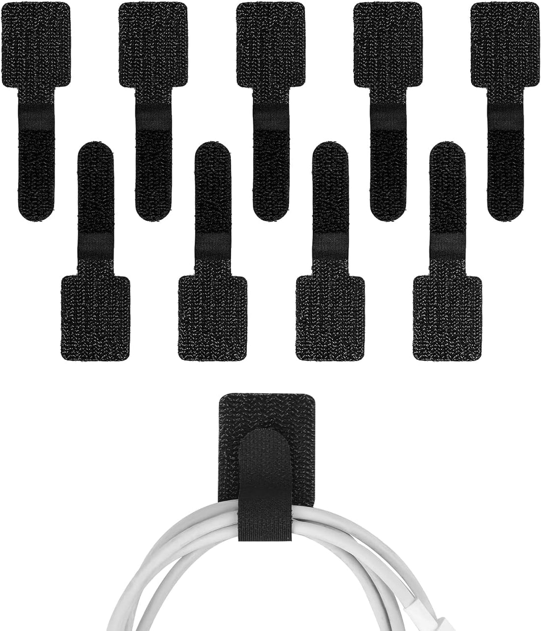 10pcs Adhesive Cable Ties, Black Double Coated Tissue Tape Zip Tie Loop Wire Organizer Adhesive Mounts with Strong Fixation for Home Office