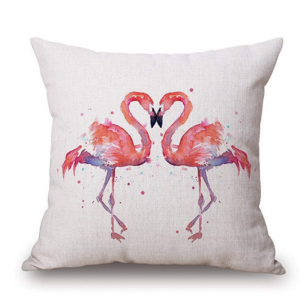 40249 Flamingo Pattern Cotton Linen Throw Pillow Cushion Cover Seat (43 x 43cm)