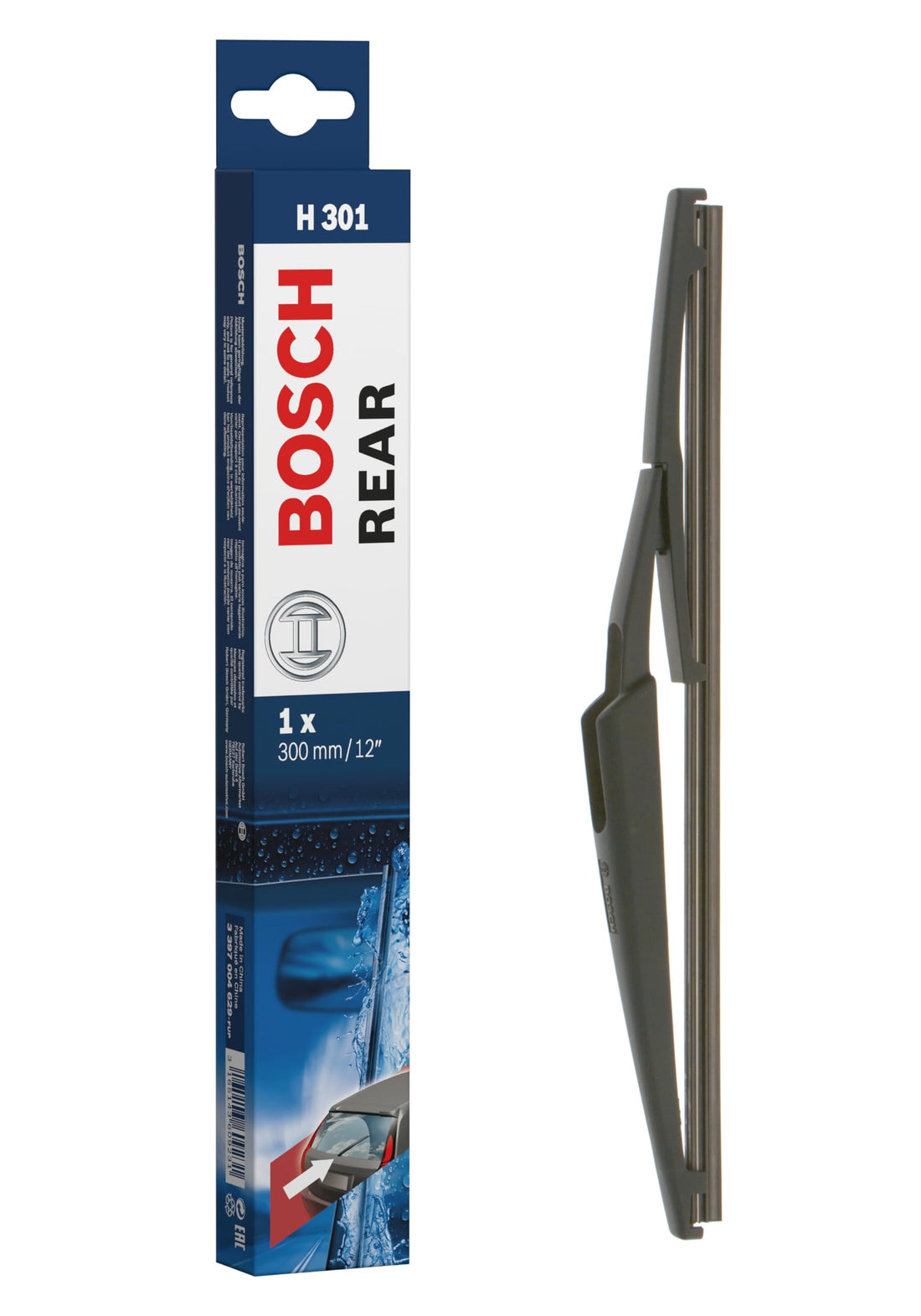 Bosch Automotive H301 Steel Rear Wiper Blade, 11 Inch Size, Black