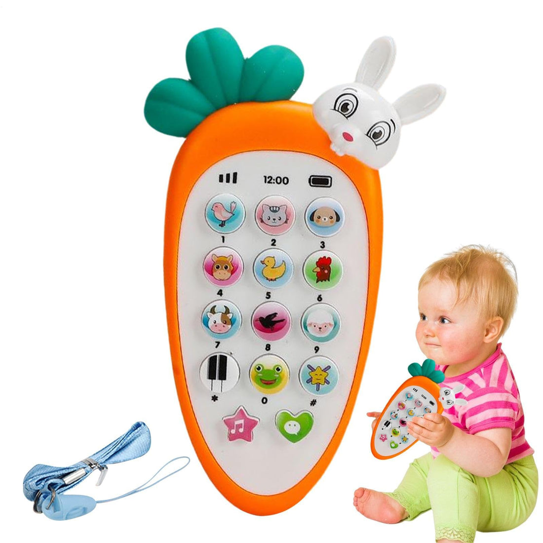 Jouet pour téléphone portable en forme de carotte pour – Smartphone d'apprentissage interactif léger léger et polyvalent pour de 6 mois et plus, cadeau pour