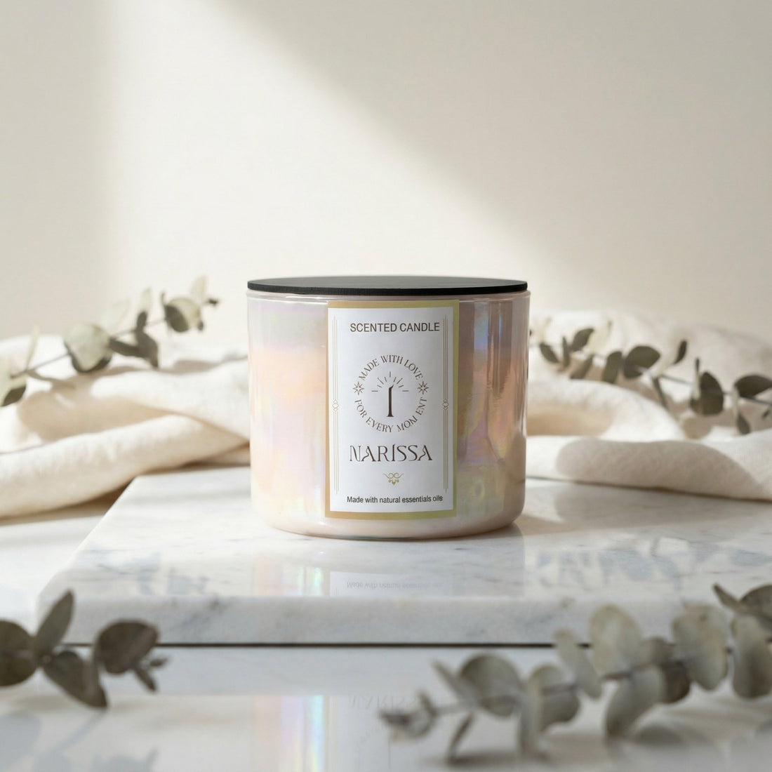Narissa Premium Scented Candle - 3 Wick - 100% Natural Soy Wax - Luxurious Rose Design and Long Lasting Aromatic Fragrance for Relaxation and Wellbeing - 500g (Vanilla Warm Scents)