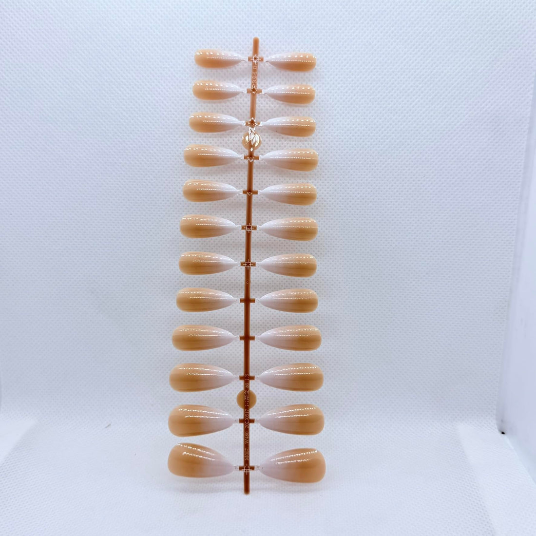 Premium Long Almond Ombre Press On Nails – 24PCS Natural Gradient Fake Nails for Daily Wear & University – 6 Elegant Colors (Caffe and White Ombre)