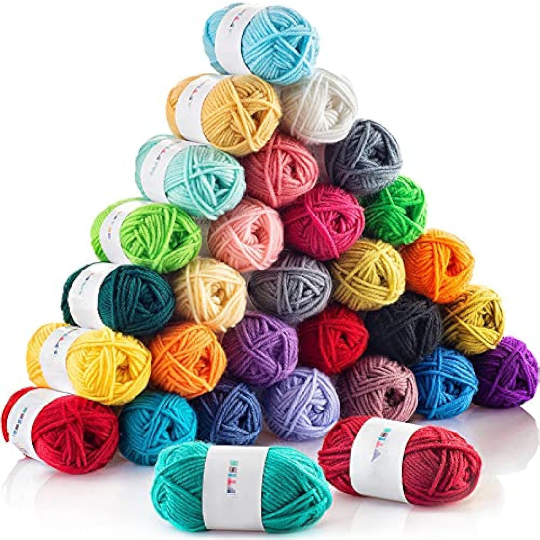 Goodern Pure Cotton DIY Yarn Set for Hand Needlework, Knitting, Crocheting - Soft Acrylic Yarn for Crafts, Garments, Sweaters, Scarves, Hats (30)