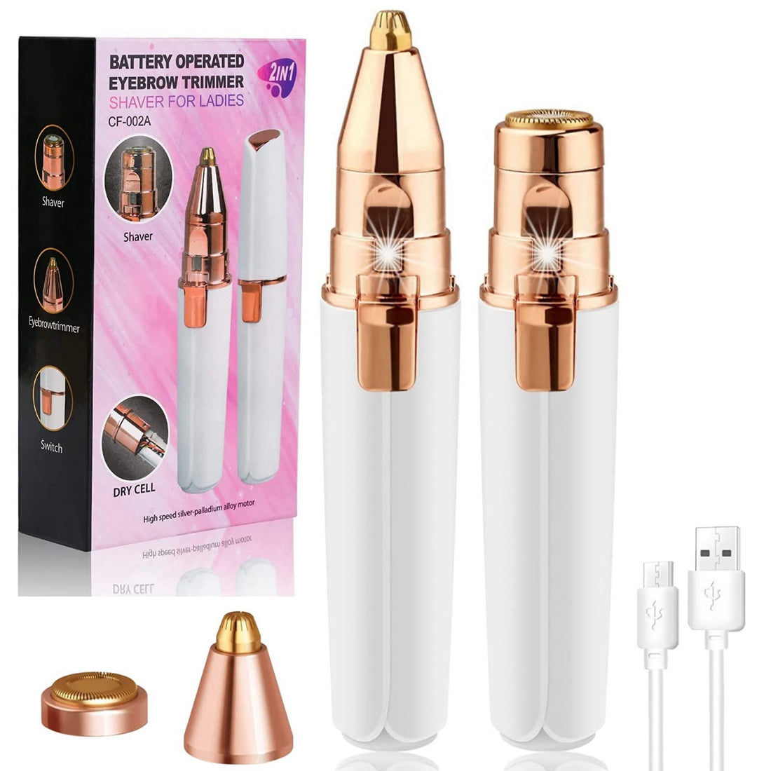 Woman's Facial Hair Remover, 2 in 1 Eyebrow and Face Epilator,Hair Removal Device,Facial Epilator for Women,Rechargeable Upper Lip Hair Remover,Hair Remover for Women Face,Ladies Facial Hair Remover