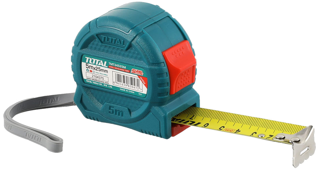 Total tmt34525m steel measuring tape with high performance - teal