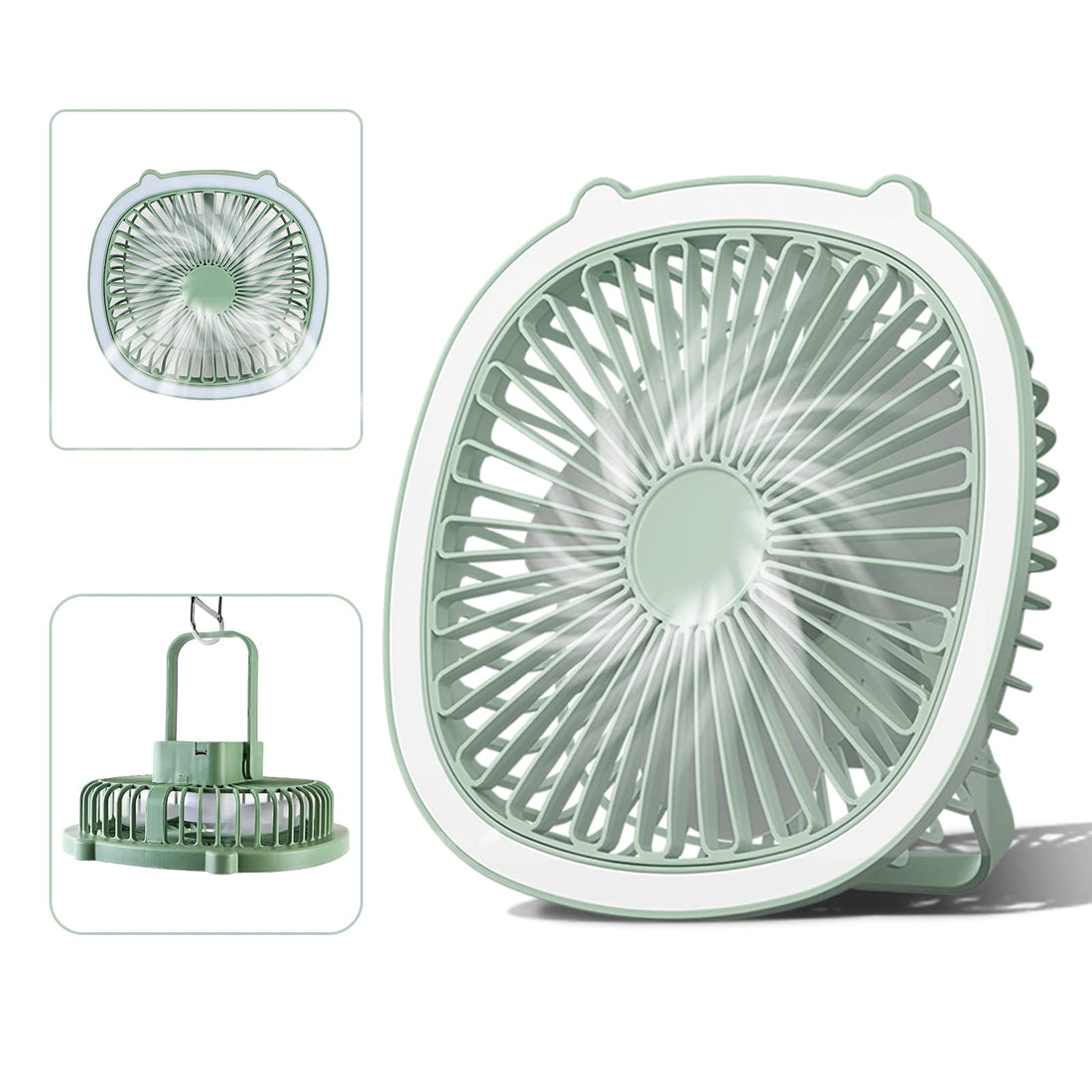 Multi-Functional Mini USB Fan with 3 Speeds, Mini Desk Fan with 2 Light Modes and Desktop Stand - Perfect for Home, Office, and Outdoor