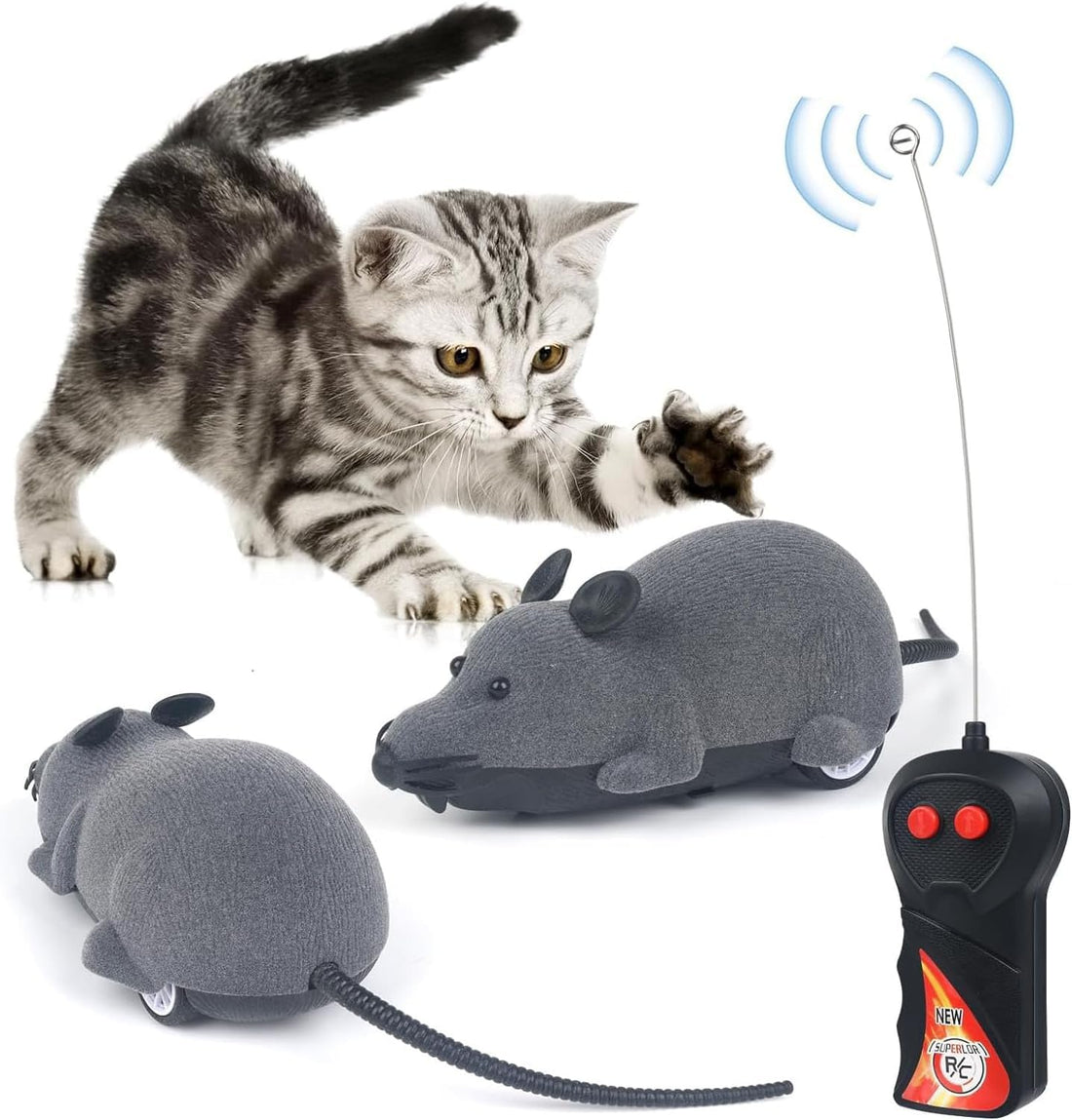 Remote Control Cat Toy, Electronic Wireless Funny Cat Dog Pet Toy (1 Piece, Grey)