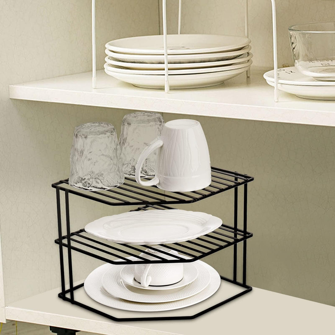 PRIME SHOP - 3-Tier Dish Rack (3 Pack), Corner Dish Holder, Kitchen Storage Idea, Cabinet Organizer