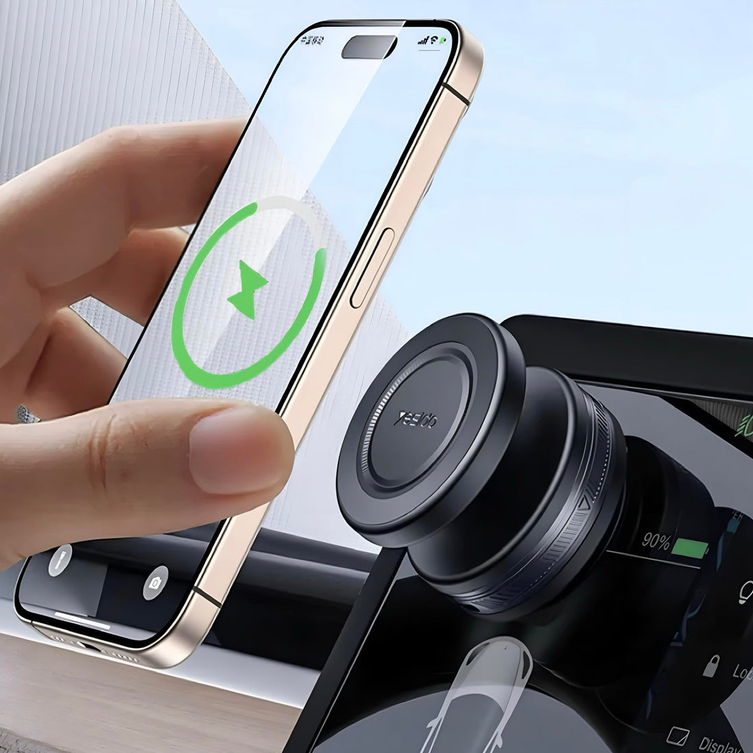 YESIDO C310 15W Magnetic Wireless Car Charger, Automatic Vacuum Adsorption Suction Cup Phone Holder with Strong Anti-Shaking Magnet, 360° Rotating Dashboard & Windshield Mount for iPhone 17/16 Series