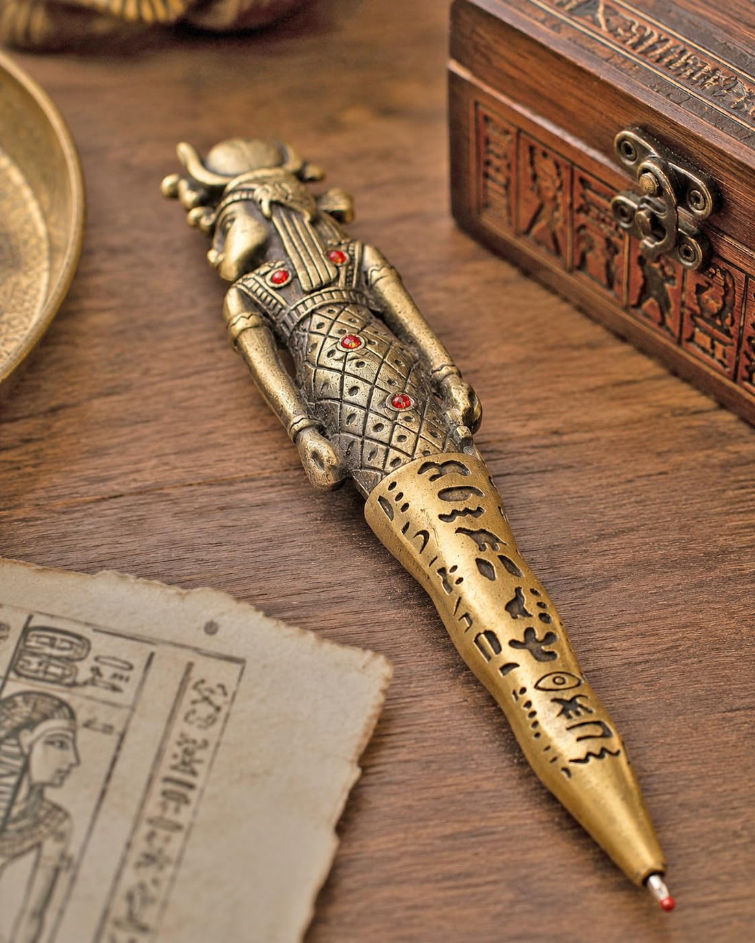 immatgar pharaonic Luxury pen From metal Egyptian souvenirs gifts for women men from Egypt (Cleopatra - Burnt Yellow)