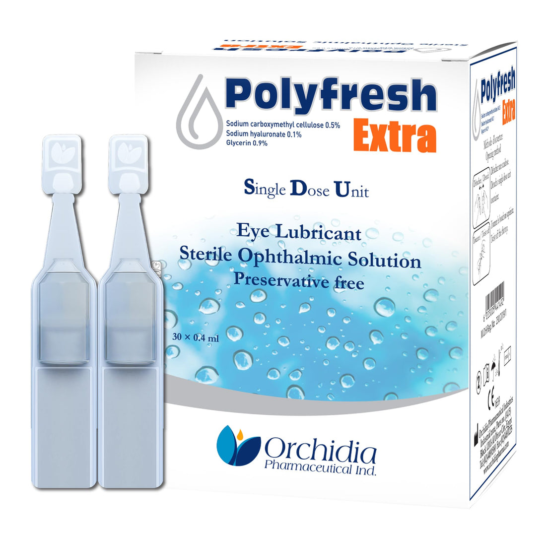 Orchidia Polyfresh Extra SDU Eye Drops, 0.5% Sodium Carboxymethyl Cellulose, Preservative-Free, 30 Sterile Single-Dose Vials