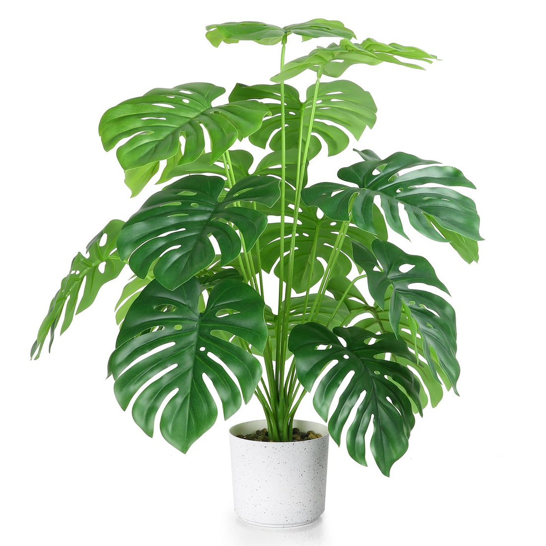 Sour Lemon Eyamumo 28" Fake Plants Large Tropical Palm Tree Artificial Monstera Faux Plant Tree in Pot for Indoor Outdoor Home Office Garden Decoration