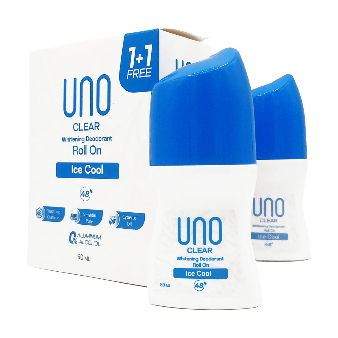 UNO Clear Whitening Creamy Deodorant Roll On (Pack Of 2) With The Scent Of Ice Cool - 50 ml