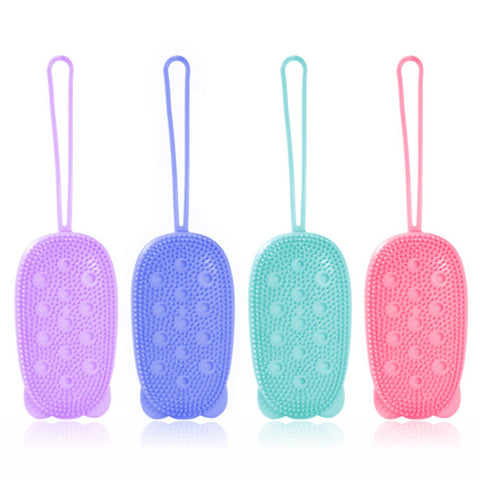 Exfoliator Brush Scrubber ForBody Shower with Soft and Hard Massage Ball Silicone Skin Cleansing Easy Dry Suitable for Women Men Kids Non-Slip Handheld Assorted Color Pack of 1