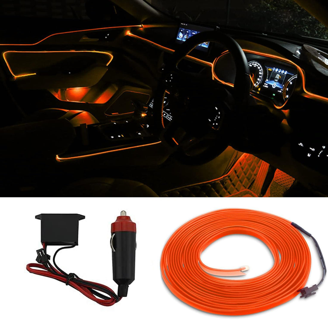 KaberTrade Interior Car Light Strip - Car Decorative Light Strip - Special Design Car LED Light Modification - Glow Neon Light Strip - 3M - Orange - KaberTrade