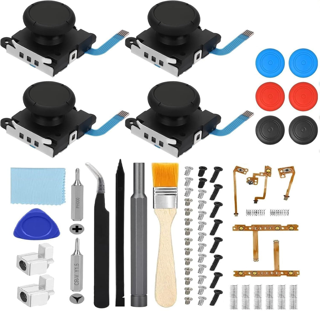 3D Analog Joysticks Kit for Nintendo Switch Joy-Con, 68 Pieces Repair Tools Kit with Joystick Replacement Analog Switch ThumbStick Left/Right,Switch Accessories, Screwdriver
