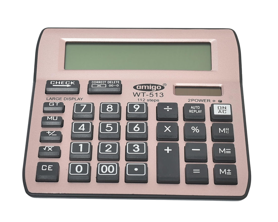 Amigo Desktop Calculator 12 Digit Model WT513 Reliable Large Display Calculator Ideal for Office School and Business Use