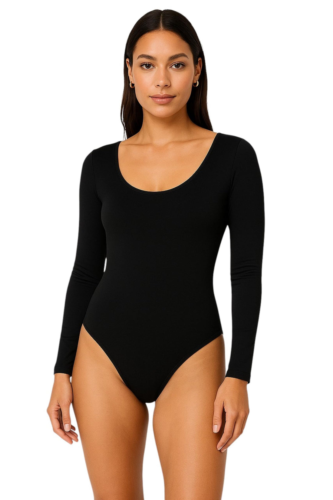MIZAYEH 45-90K Classic Long Sleeve Round Neck Swimsuit - Soft Comfortable Solid Design for Girls and Women