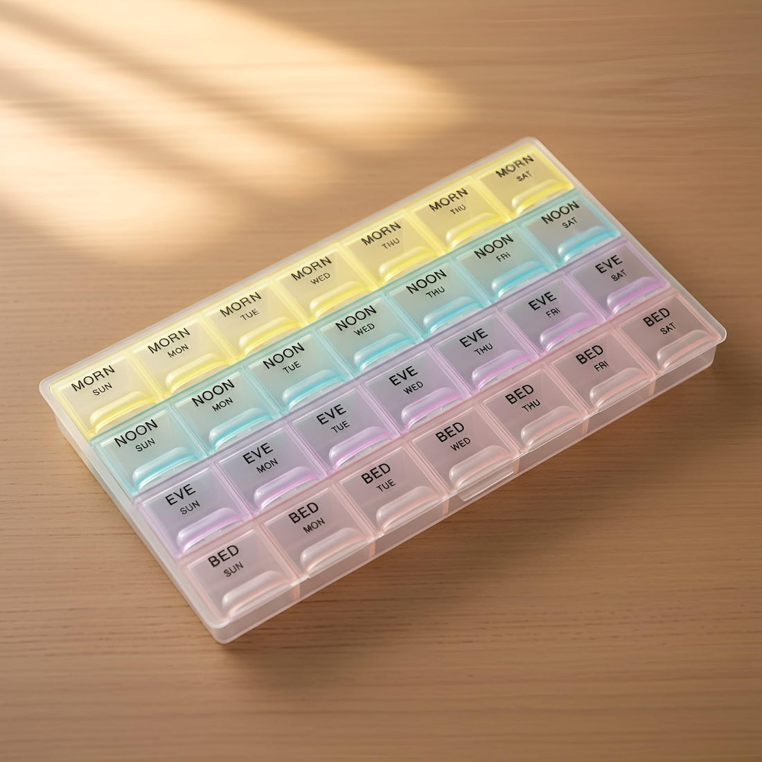Oblivion Pill Box 7 Day Weekly Medicine Organizer | Daily Planner Portable Travel Container Holder for Vitamin | 28 Days or 4 Week Tablet or Medicine Box | Pill Organizer 4 Times A Day