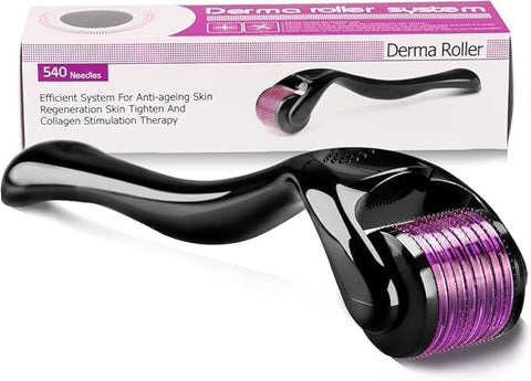 Derma Roller Needles 540 Titanium Microneedle Roller for Face Skin Rejuvenation Anti-Wrinkle Anti-Aging Skin Rejuvenation Hair Loss Acne Scars Stretch Marks, Multicolor (0.75)