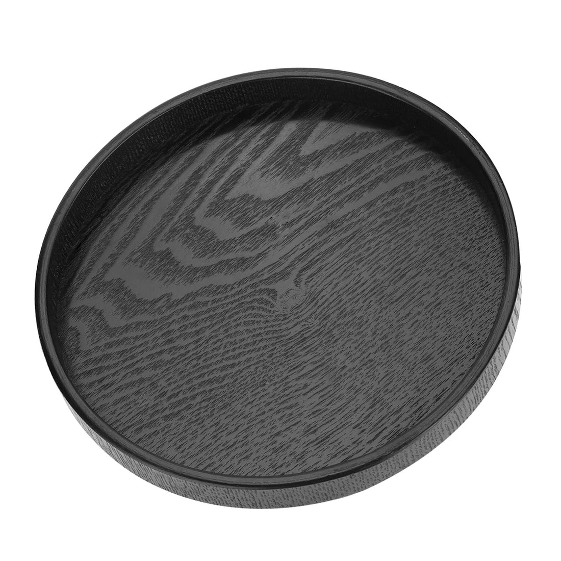 Wooden Tray Round Black Serving Tray Non-Slip Bar Serving Tray Wooden Lap Trays for Eating Tea and Coffee Tray for Cafe Restaurant Hotel Home Shop 27 cm