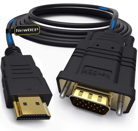 New BEP HDMI to VGA Adapter Cable, 6ft/1.8m Gold-plated 1080P HDMI Male to VGA Male Active Video Converter Cord Support Notebook PC DVD Player Laptop TV Projector Monitor Etc - Black