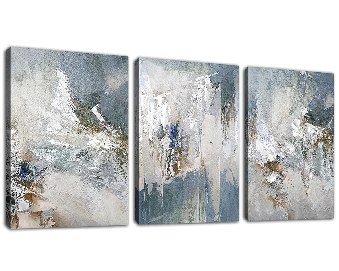 Blue Gray Abstract Wall Art - Modern Abstract Canvas Pictures for Wall Decor Comtemporary Abstract Painting Artwork for Living Room Bedroom Kitchen Office Home Wall Decorations 12" x 16" Set of 3