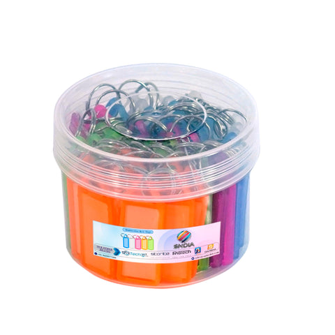 SNDIA Key tag Multicolor Keyring & Keychain with Name Tag Labels Assorted Keychain with Two Side Id Label and Split Ring for Office, Home Key, Multicolour, Pack of 50, Pack of 50