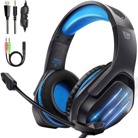 TM8 Gaming Headset, 7.1 Surround Sound Headset with Microphone, For Games, PC Headphones, Heavy Bass, Telescopic, Noise Isolation, Wired, FPS Compatible, LED Light,
