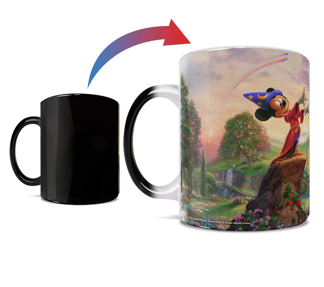 Disney - Fantasia - Mickey Mouse - Thomas Kinkade - One 11 oz Morphing Mugs Color Changing Heat Sensitive Ceramic Mug – Image Revealed When HOT Liquid Is Added!