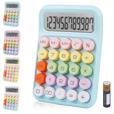 Colorful Electronic Calculator,12 Digit Large LCD Display and Big Round Buttons Candy-Colored Desktop Calculator for Office,School,Home,Business(UK-COCA-Blue)
