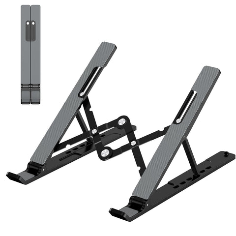 Adjustable Laptop Stand, Portable Aluminum Laptop Riser Laptop Holder for Desk, Foldable Ventilated Cooling Notebook Stand for MacBook Pro/Air, HP, Lenovo, Sony, Dell, More 10-15.6” Laptops, Tablets