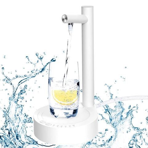 Necomi Desktop Water Dispenser for 5 Gallon Bottle & Universal Bottles, Electric Water Pump Portable USB Charging Automatic Drinking Water Jug Bottle Dispenser for Home Office (White)