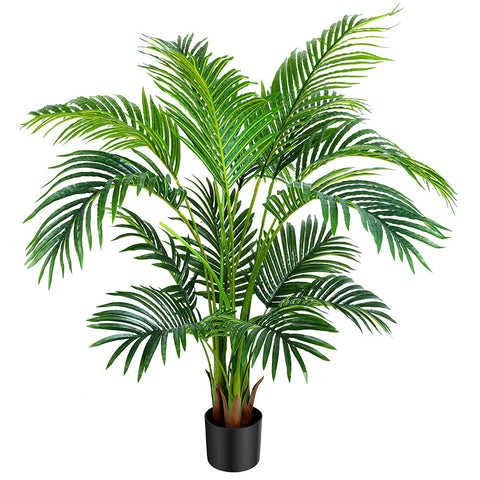 Worth Garden 4 Feet Artificial Areca Palm Plant Fake Cane Palm Silk Tree for Indoor Outdoor, Perfect Faux Silk Plants in Pot for Home Office Store Decoration