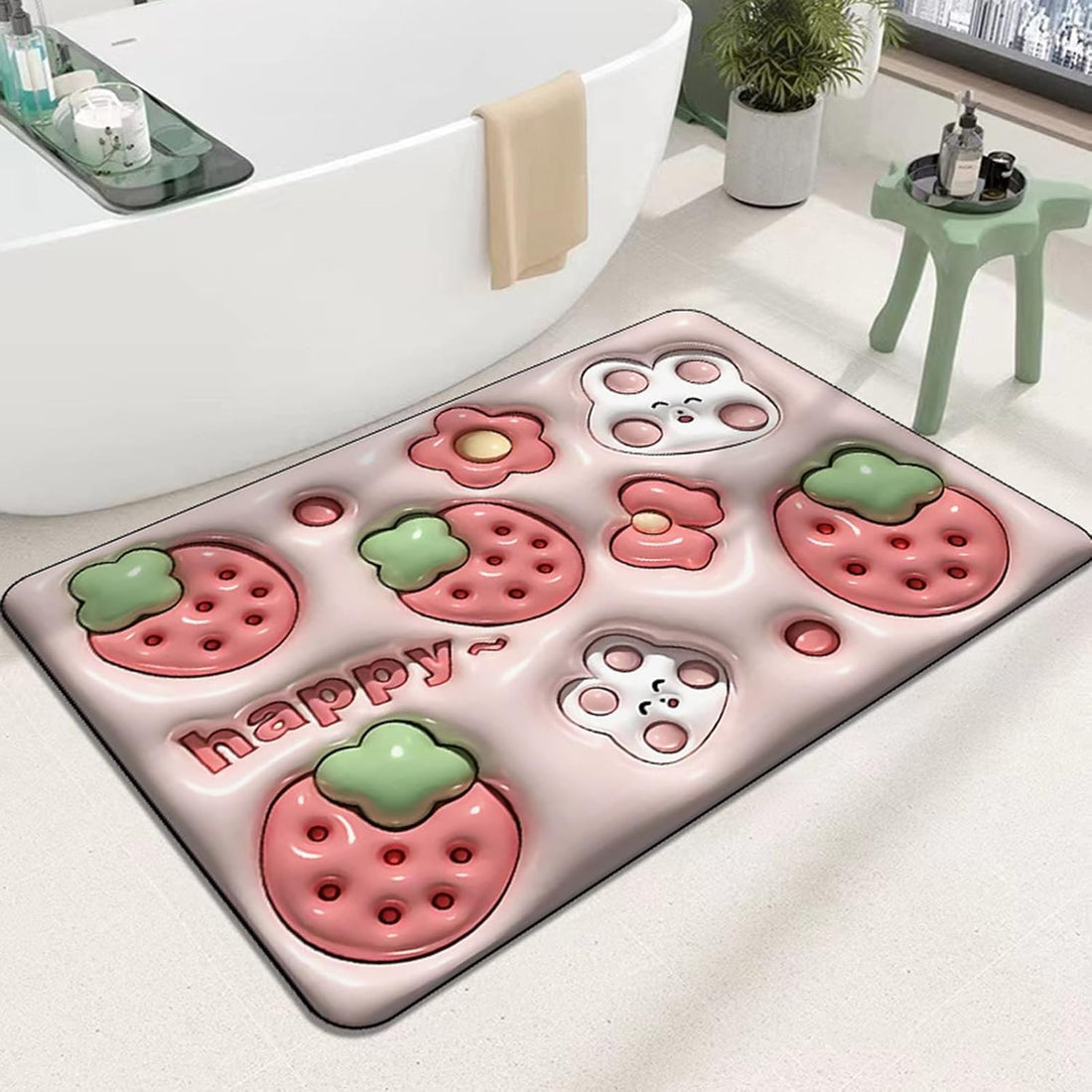 House of Quirk Cute Bath Mat Bath Mat Shapes Bath Mat Diatom Mud Bath Mat Non Slip Absorbent Bath Mat Shower Mat for Tub 3D