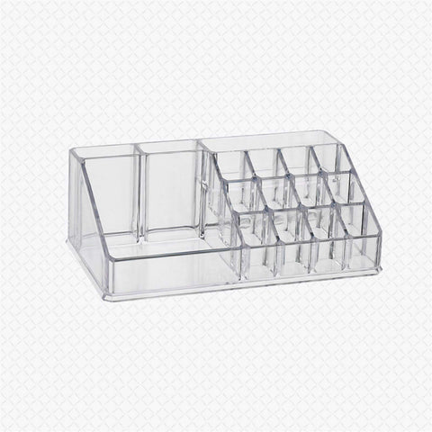Makeup Organizer - Minimalist Transparent White Acrylic Caddy - Jewelry Box & Cosmetic Storage - Lipstick Holder Display Stand