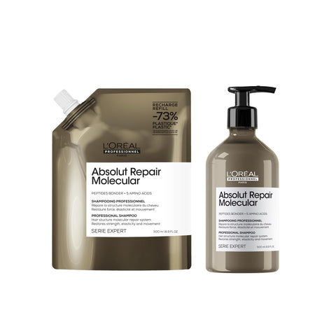 L'Oréal Professional Absolut Repair Molecular Duo Bundle - Shampoo bottle + Refill pack