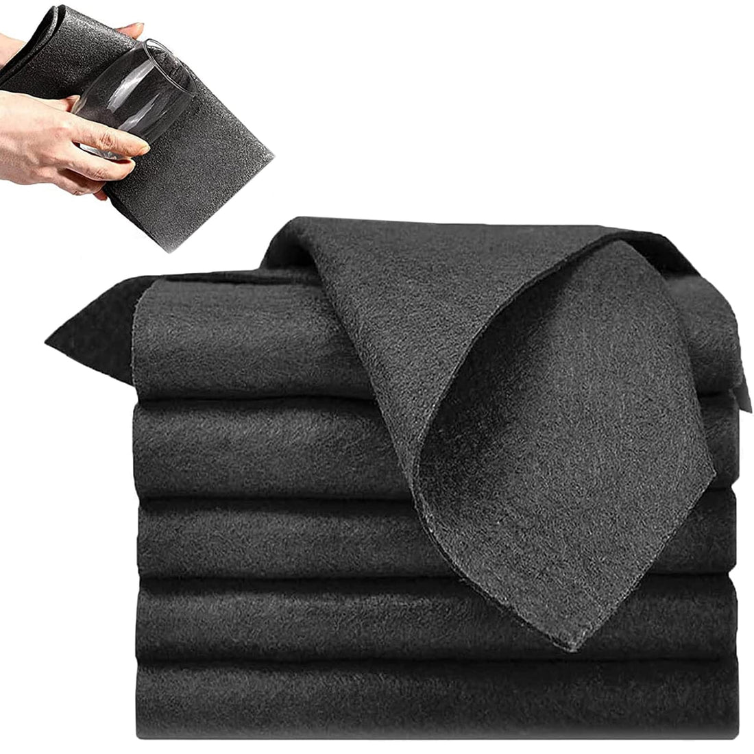 Fantasyon 5Pcs Thickened Microfiber Magic Cloth, Microfiber Cleaning Cloth, Reuseable No Trace Glass Cleaning Cloth Window Cleaning Cloths, All-Purpose Microfiber Towels for Home, Kitchen, Car(Grey)