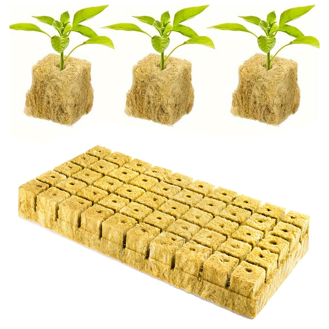 Rock Wool Cube, 50 Pieces Rock Wool Cultivation, Rock Wool Cultivation Cube, Rockwool Cultivation Mat, Rockwool Cube, Rock Wool Plants Environmentally Friendly, Stone Wool Insulation for Bottomless